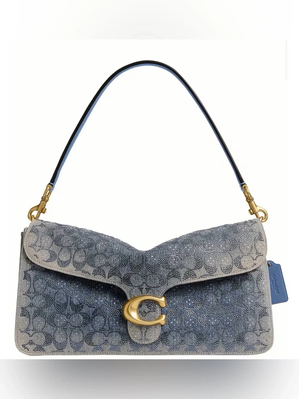 COACH Tabby 36 Crystal Signature Jacquard Denim Shoulder Bag